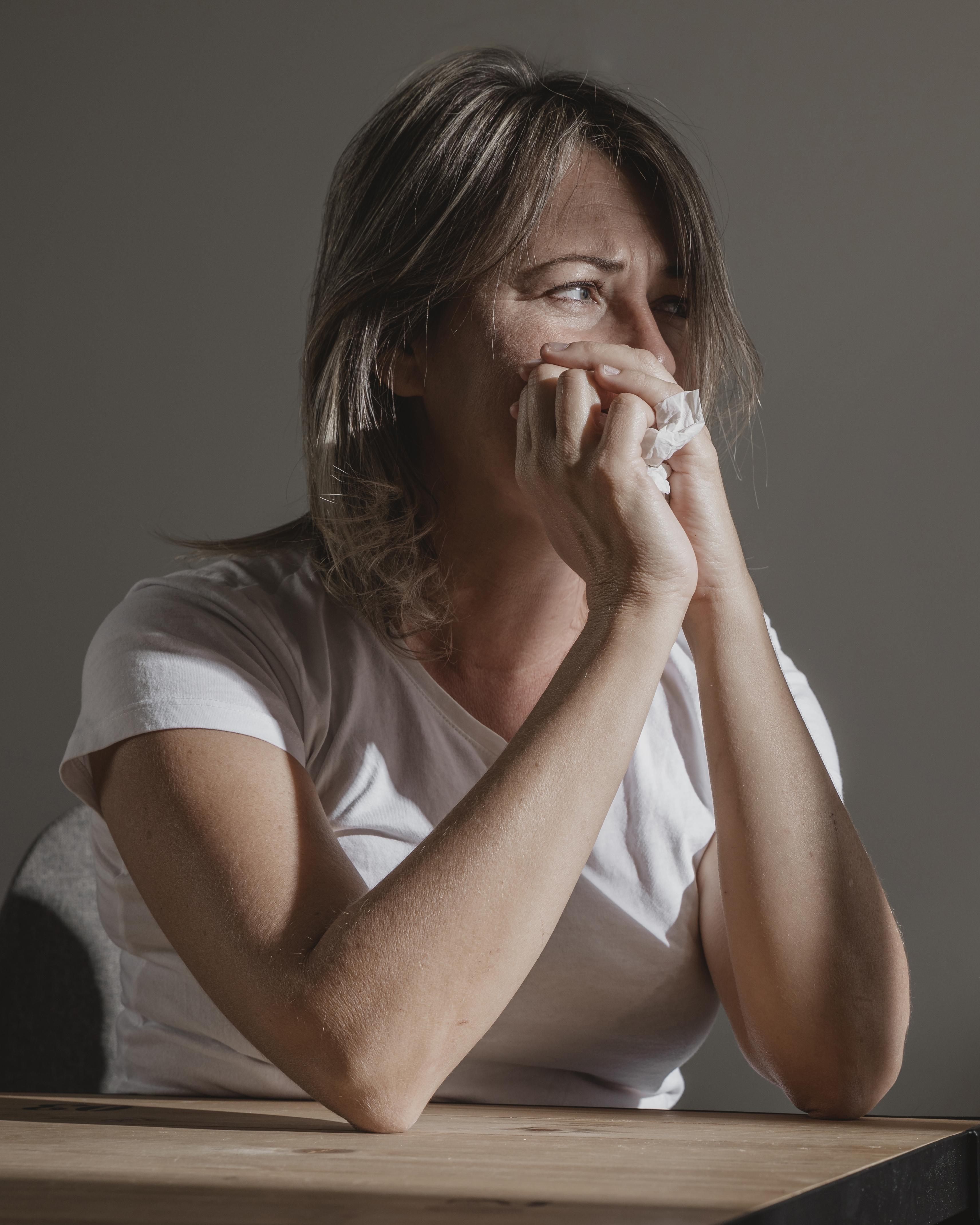 adult woman stressing out at home